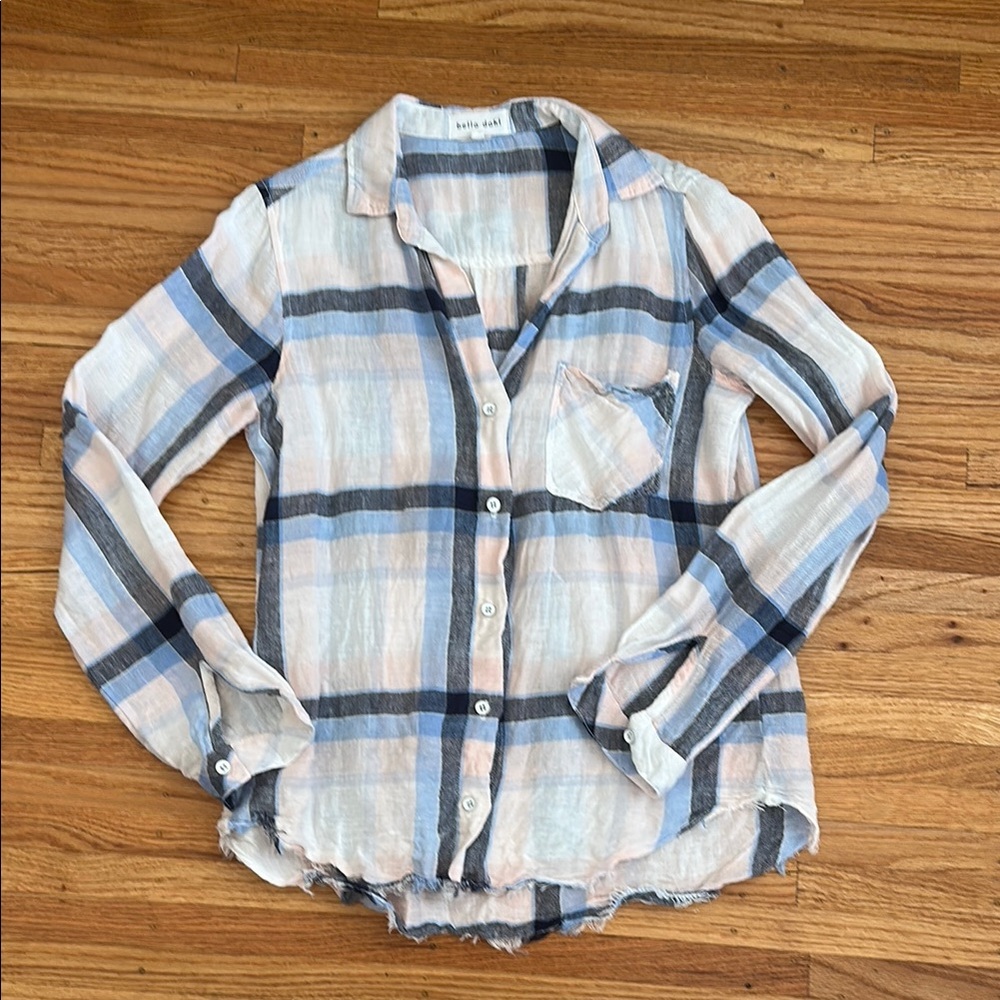 Bella Dahl Pastel Plaid Button-Up Shirt XS